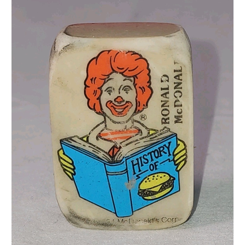 Ronald Mcdonald Eraser 1984 Mcdonalds Happy Meal School Days Toy Vintage Book